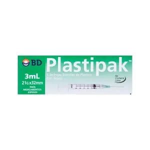  BD Plastipak Jeringa 3ML 21G x 32mm Caja 5 Piezas
